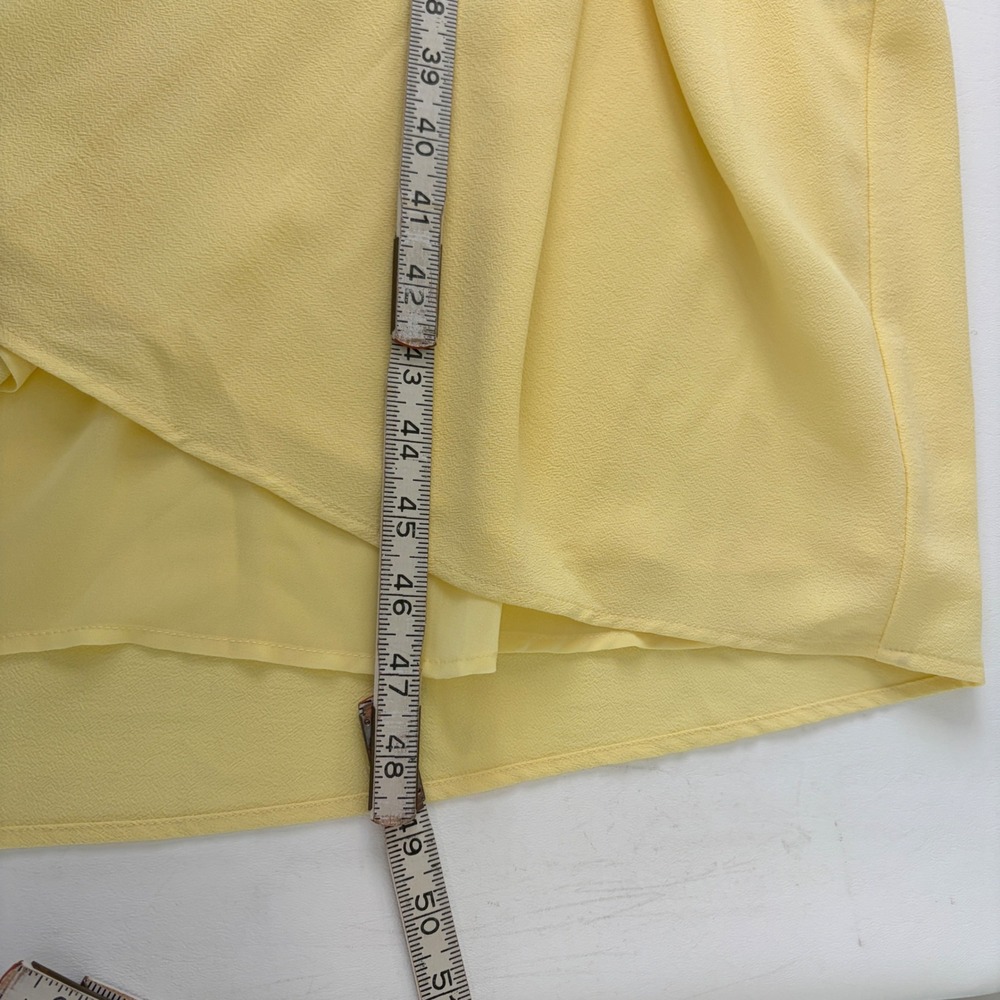 1.STATE Faux Wrap Dress Womens 20W Yellow Ruffle Sleeve Midi V-Neck Belted - Picture 7 of 9